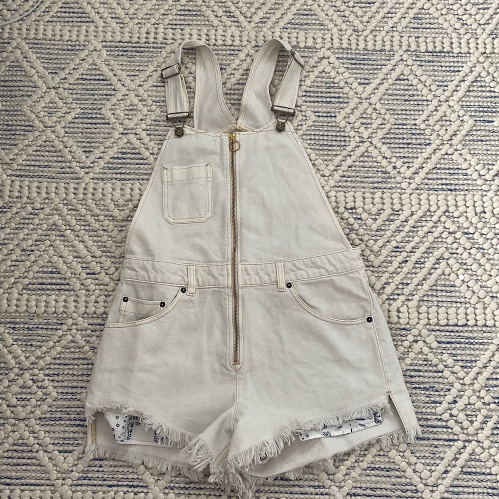 Free People White Overalls